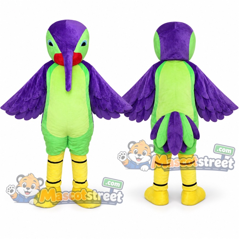 Purple and Green Hummingbird Mascot Costume Purple and Green Hummingbird Mascot Costume
