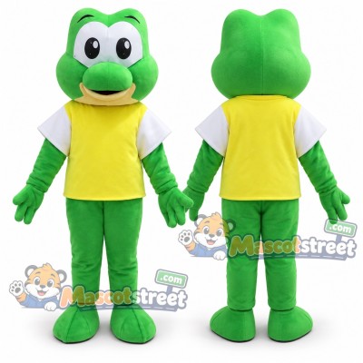 Green Frog Mascot Costume with Yellow Vest Green Frog Mascot Costume with Yellow Vest