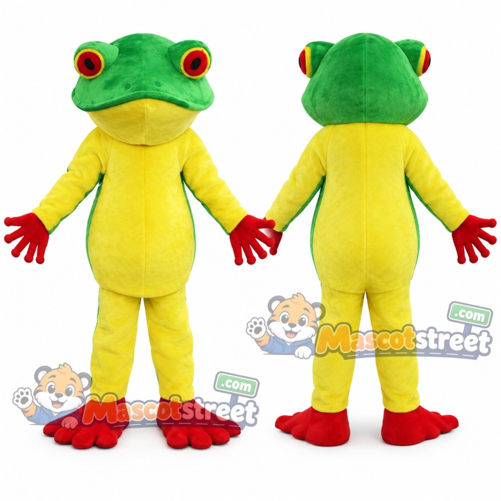 Green and Yellow Frog Mascot Costume Green and Yellow Frog Mascot Costume