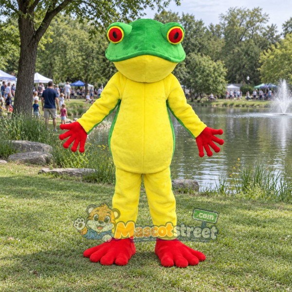 Green and Yellow Frog Mascot Costume Green and Yellow Frog Mascot Costume