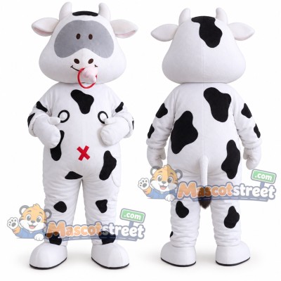 Black and White Cow Mascot Costume