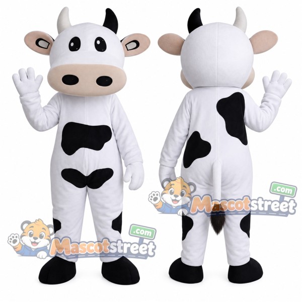 Black and White Cow Mascot Costume