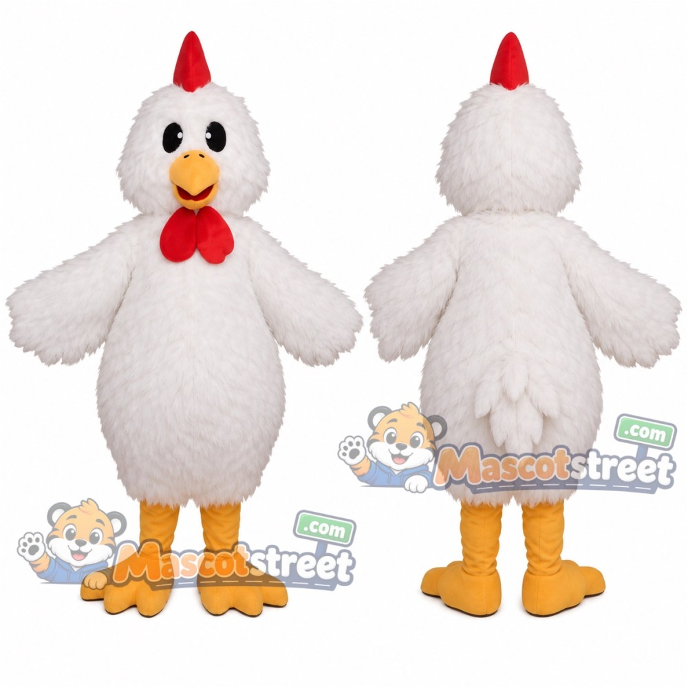 White Chicken Mascot Costume White Chicken Mascot Costume