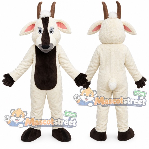 White and Black Goat Mascot Costume