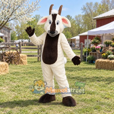 White and Black Goat Mascot Costume White and Black Goat Mascot Costume
