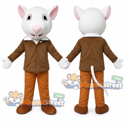 White Mouse Mascot Costume with Brown Suit White Mouse Mascot Costume with Brown Suit
