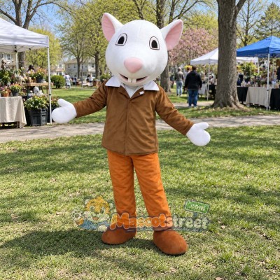 White Mouse Mascot Costume with Brown Suit White Mouse Mascot Costume with Brown Suit