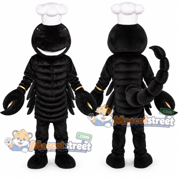 Black Scorpion Mascot Costume with Chef Hat