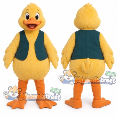 Yellow Duck Mascot Costume with Green Vest Yellow Duck Mascot Costume with Green Vest