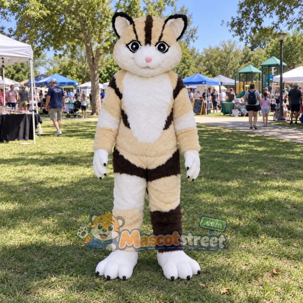 Cream and Black Tabby Cat Mascot Costume