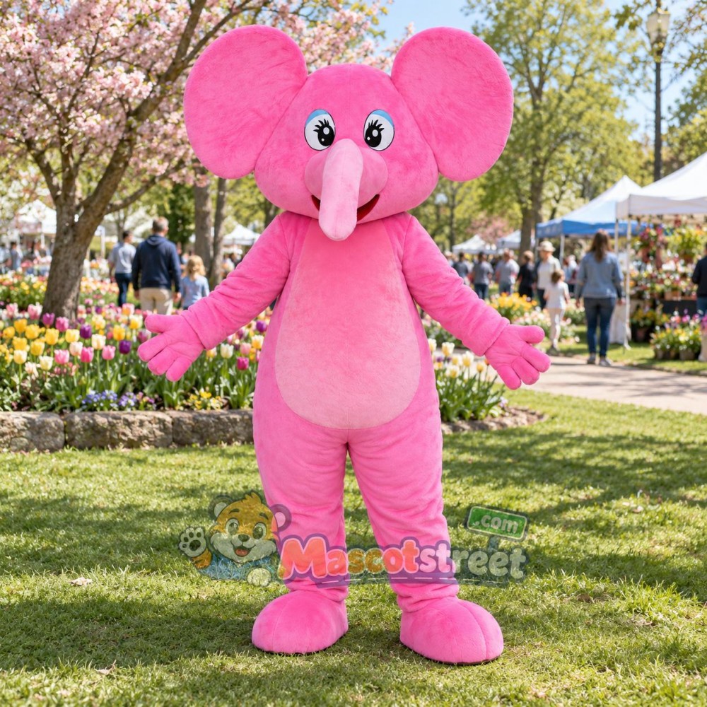 Pink Elephant Mascot Costume