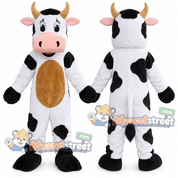 Black and White Cow Mascot Costume