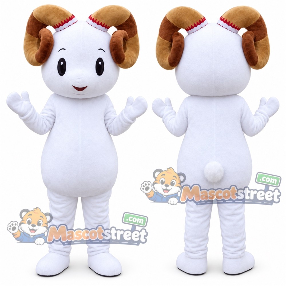 White Ram Mascot Costume White Ram Mascot Costume