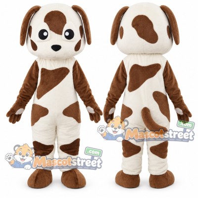 White and Brown Dog Mascot Costume