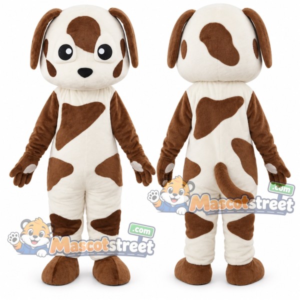 White and Brown Dog Mascot Costume
