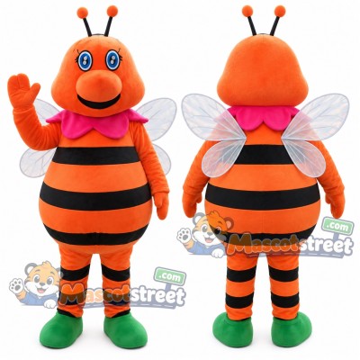 Orange Bee Mascot Costume with Pink Bow Tie Orange Bee Mascot Costume with Pink Bow Tie