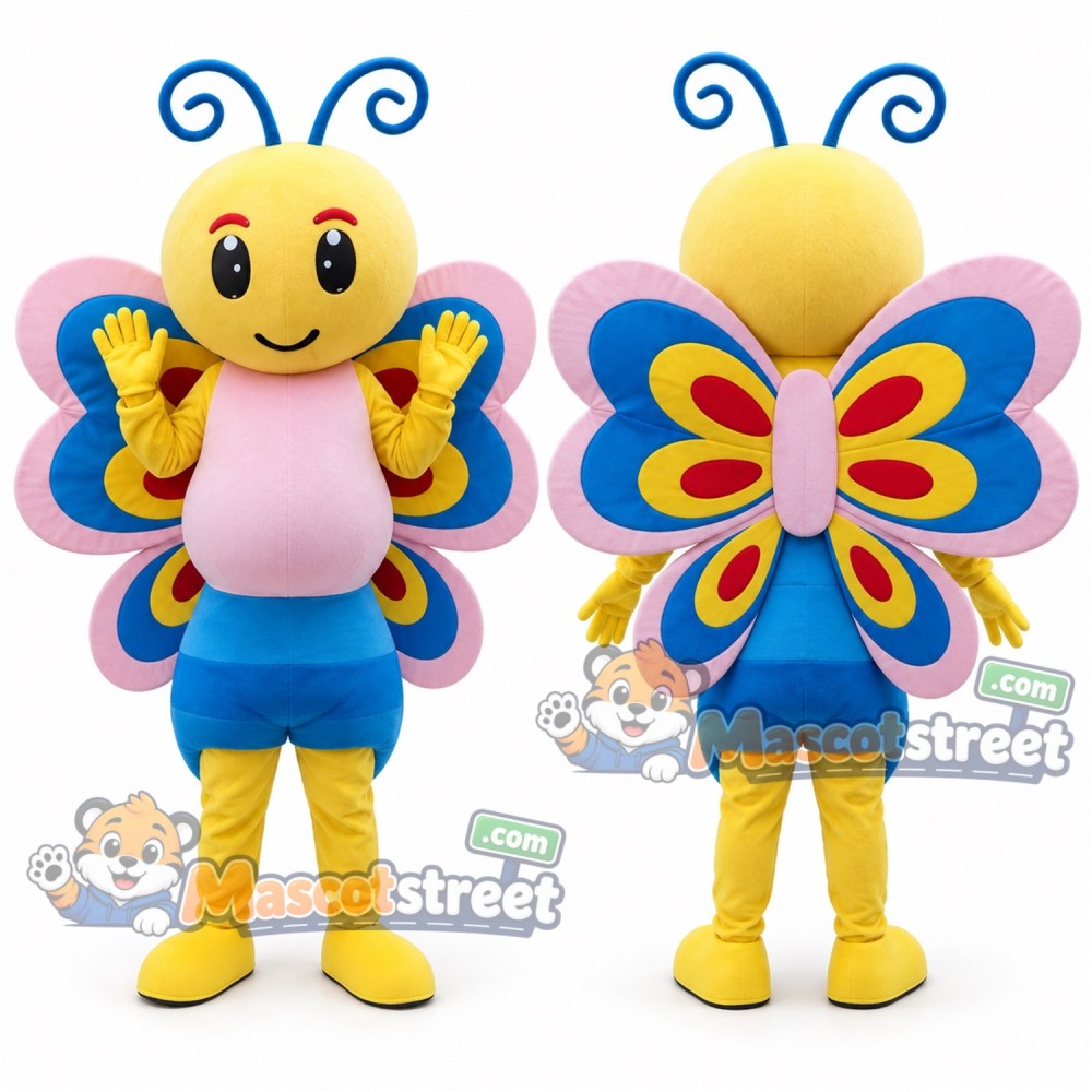 Yellow Butterfly Mascot Costume with Blue Shorts Yellow Butterfly Mascot Costume with Blue Shorts