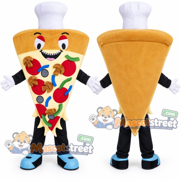 Pizza Slice Mascot Costume with Chef Hat