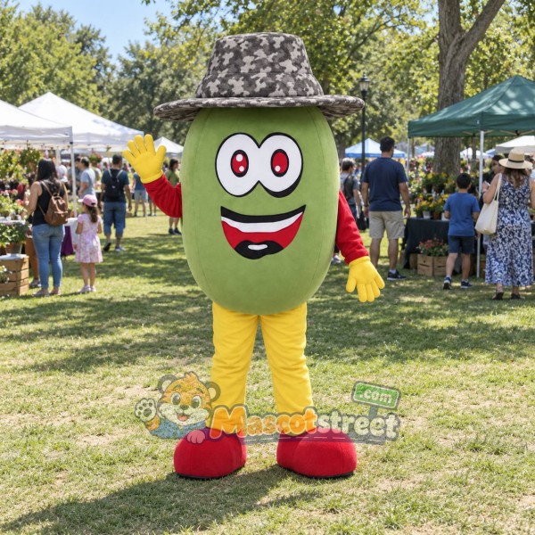 Green Fruit Mascot Costume with Gray Hat Green Fruit Mascot Costume with Gray Hat