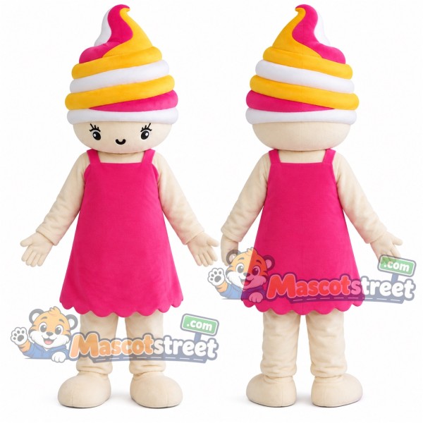 Ice Cream Mascot Costume with Pink Dress