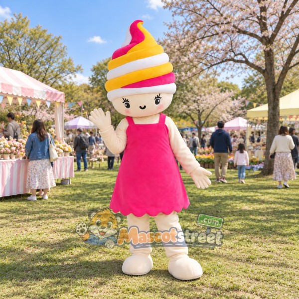 Ice Cream Mascot Costume with Pink Dress Ice Cream Mascot Costume with Pink Dress