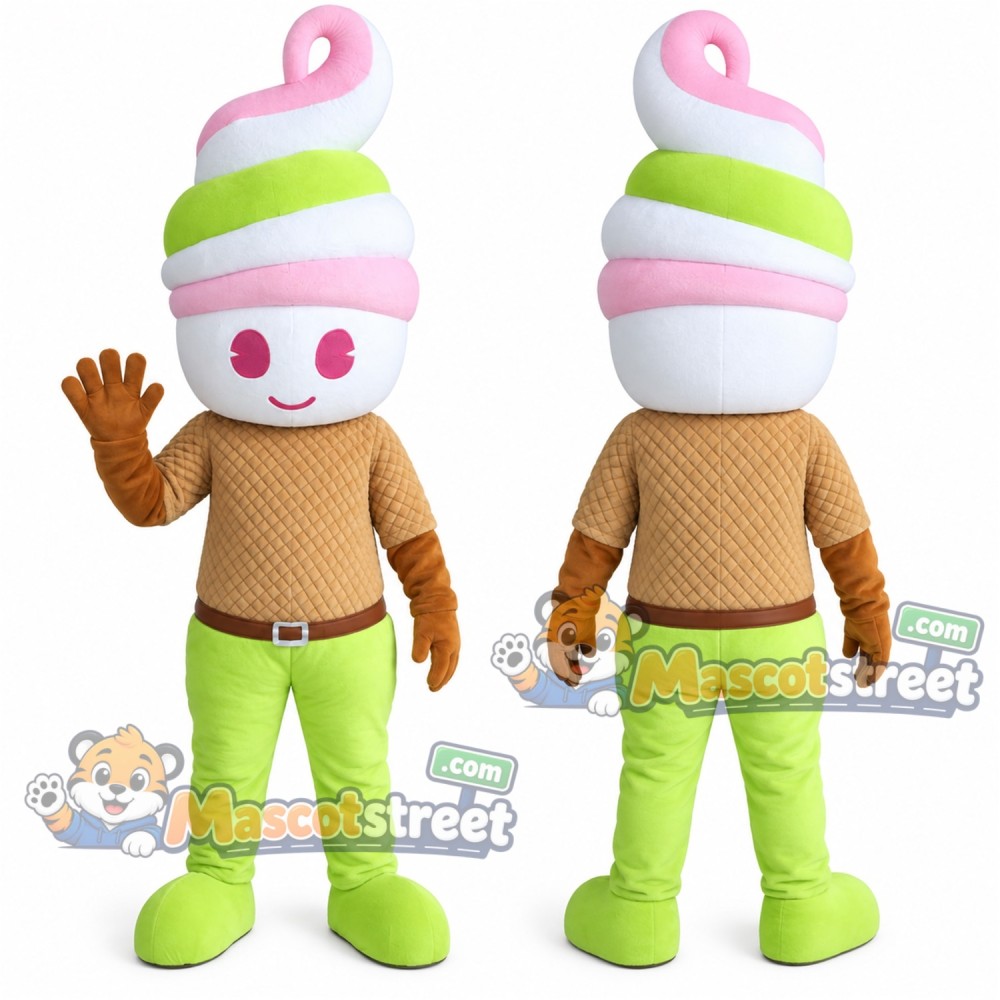 Ice Cream Cone Mascot Costume with Green Trousers