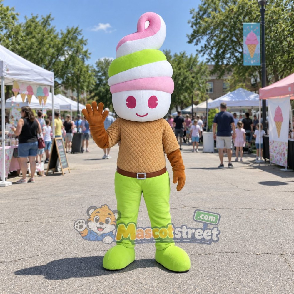 Ice Cream Cone Mascot Costume with Green Trousers