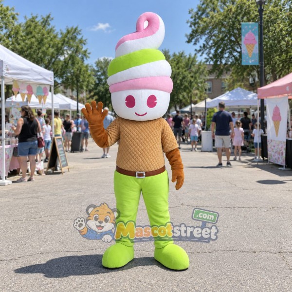 Ice Cream Cone Mascot Costume with Green Trousers Ice Cream Cone Mascot Costume with Green Trousers