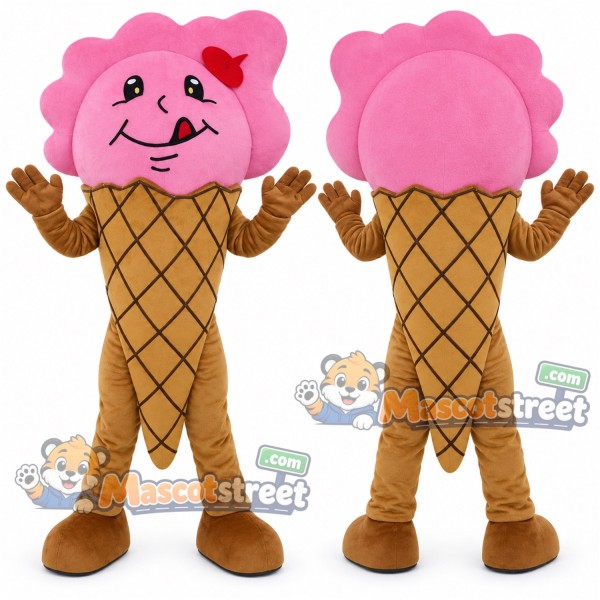 Pink Ice Cream Cone Mascot Costume