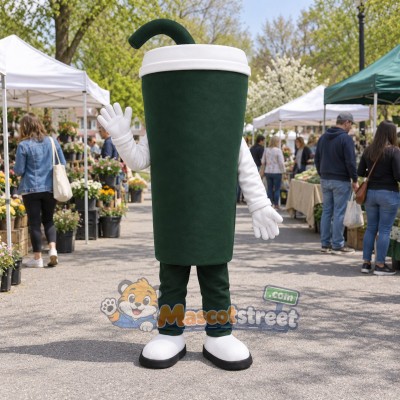 Green Drink Cup Mascot Costume Green Drink Cup Mascot Costume