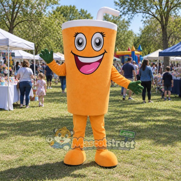 Orange Juice Cup Mascot Costume Orange Juice Cup Mascot Costume