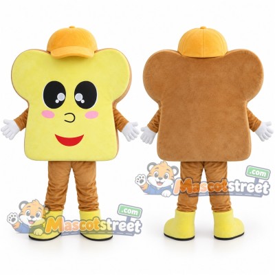 Bread Slice Mascot Costume with Yellow Cap