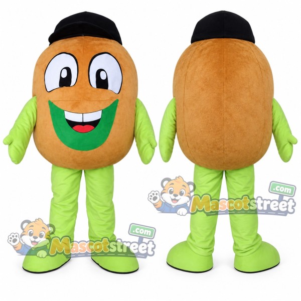 Kiwi Fruit Mascot Costume with Black Cap