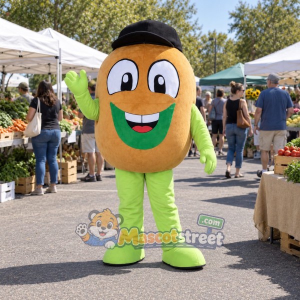 Kiwi Fruit Mascot Costume with Black Cap Kiwi Fruit Mascot Costume with Black Cap