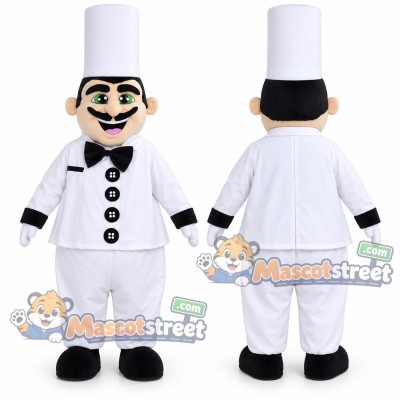 Chef Mascot Costume with White Chef Uniform and Hat