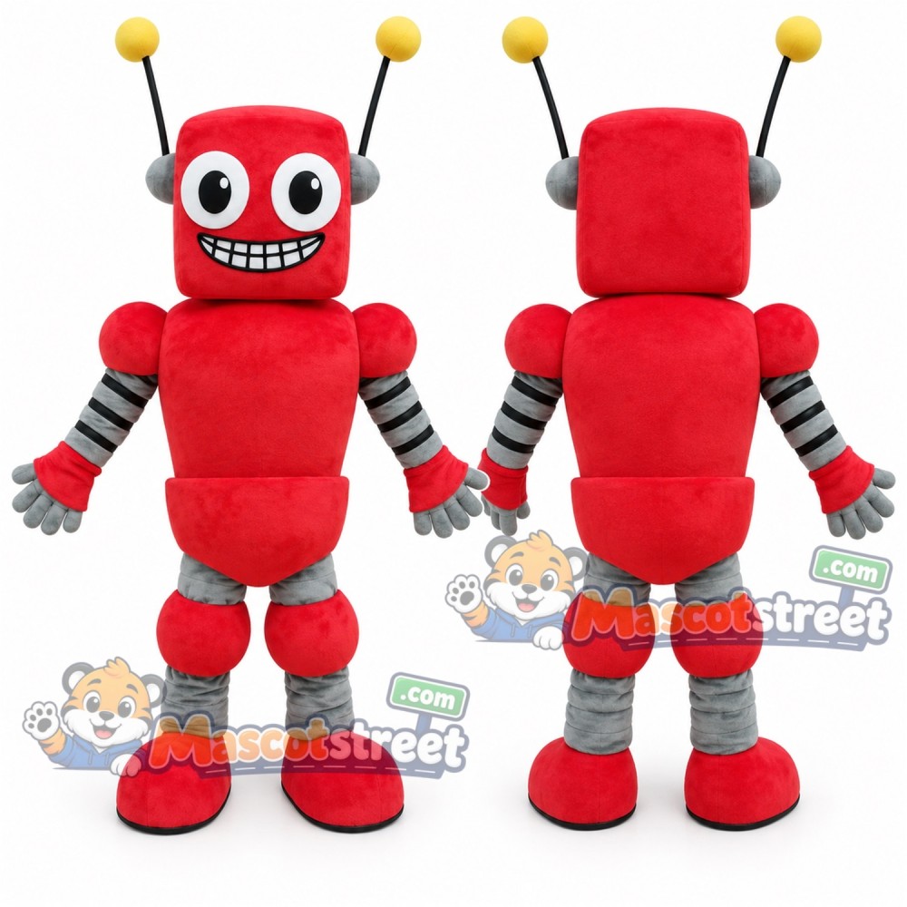 Red Robot Mascot Costume Red Robot Mascot Costume