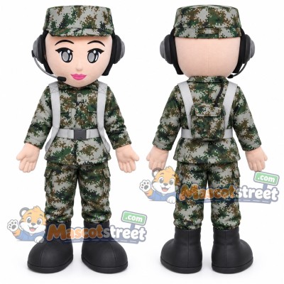 Soldier Mascot Costume with Camouflage Uniform and Cap Soldier Mascot Costume with Camouflage Uniform and Cap