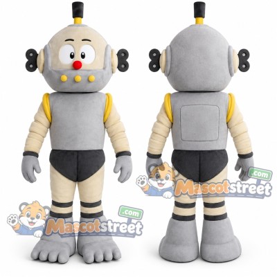 Gray Robot Mascot Costume Gray Robot Mascot Costume