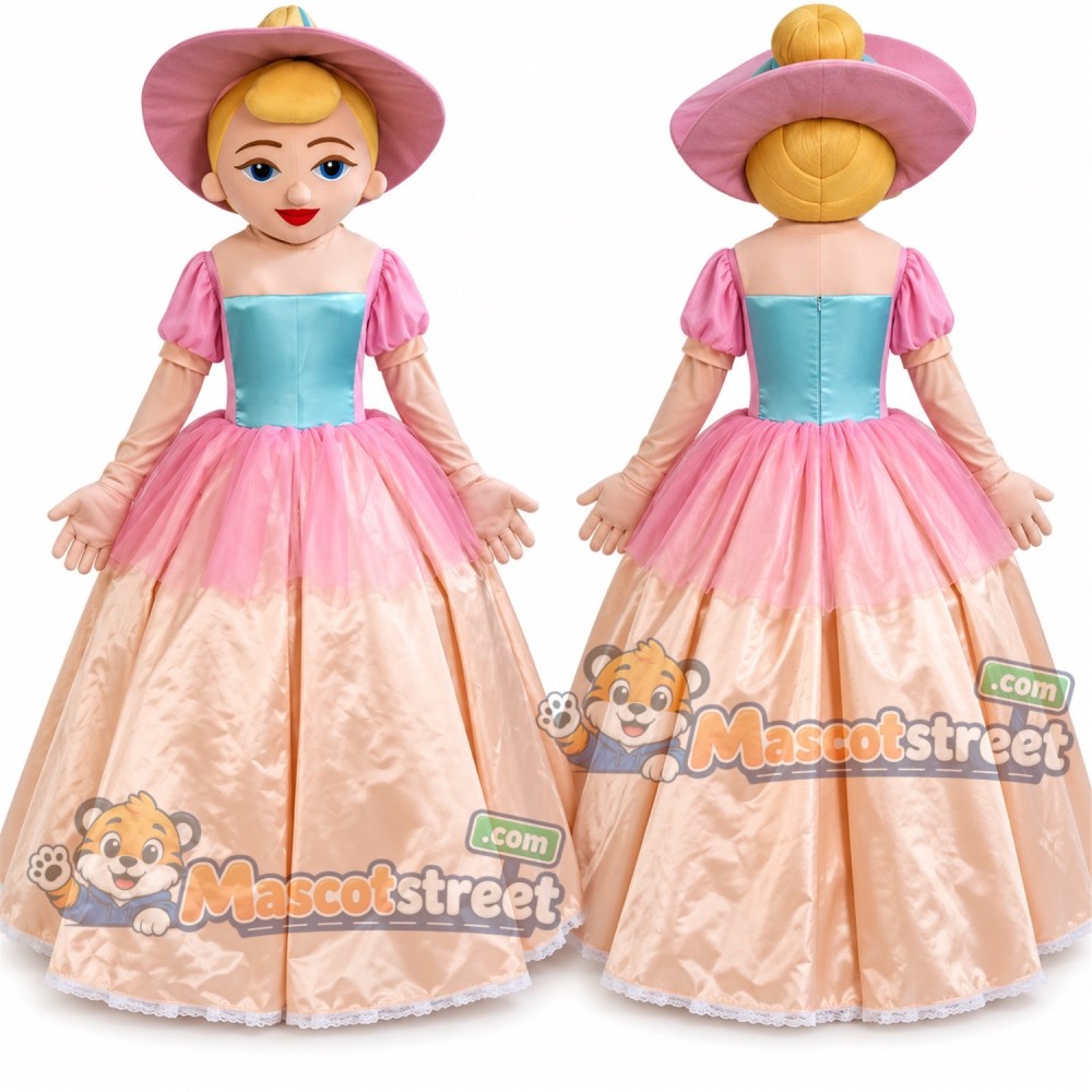 Woman Mascot Costume with Pink Gown and Pink Hat Woman Mascot Costume with Pink Gown and Pink Hat