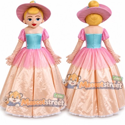Woman Mascot Costume with Pink Gown and Pink Hat Woman Mascot Costume with Pink Gown and Pink Hat