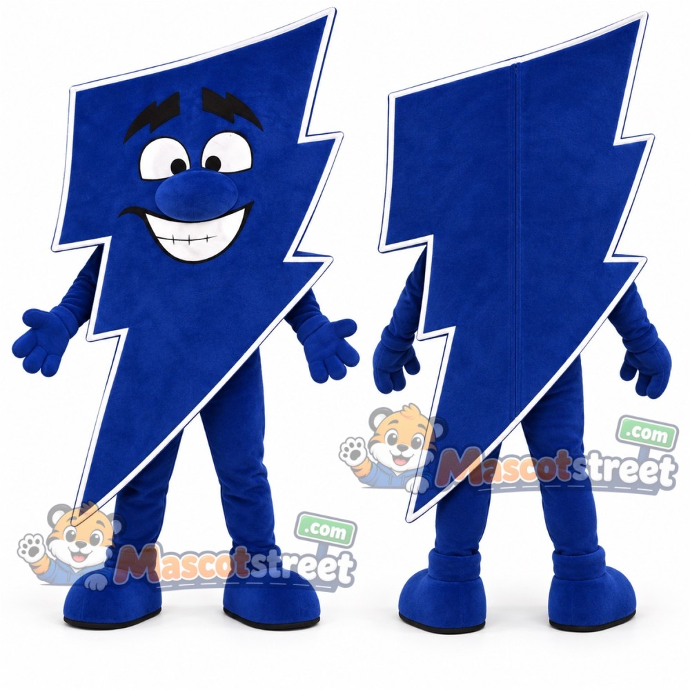 Blue Lightning Bolt Mascot Costume Blue Lightning Bolt Mascot Costume