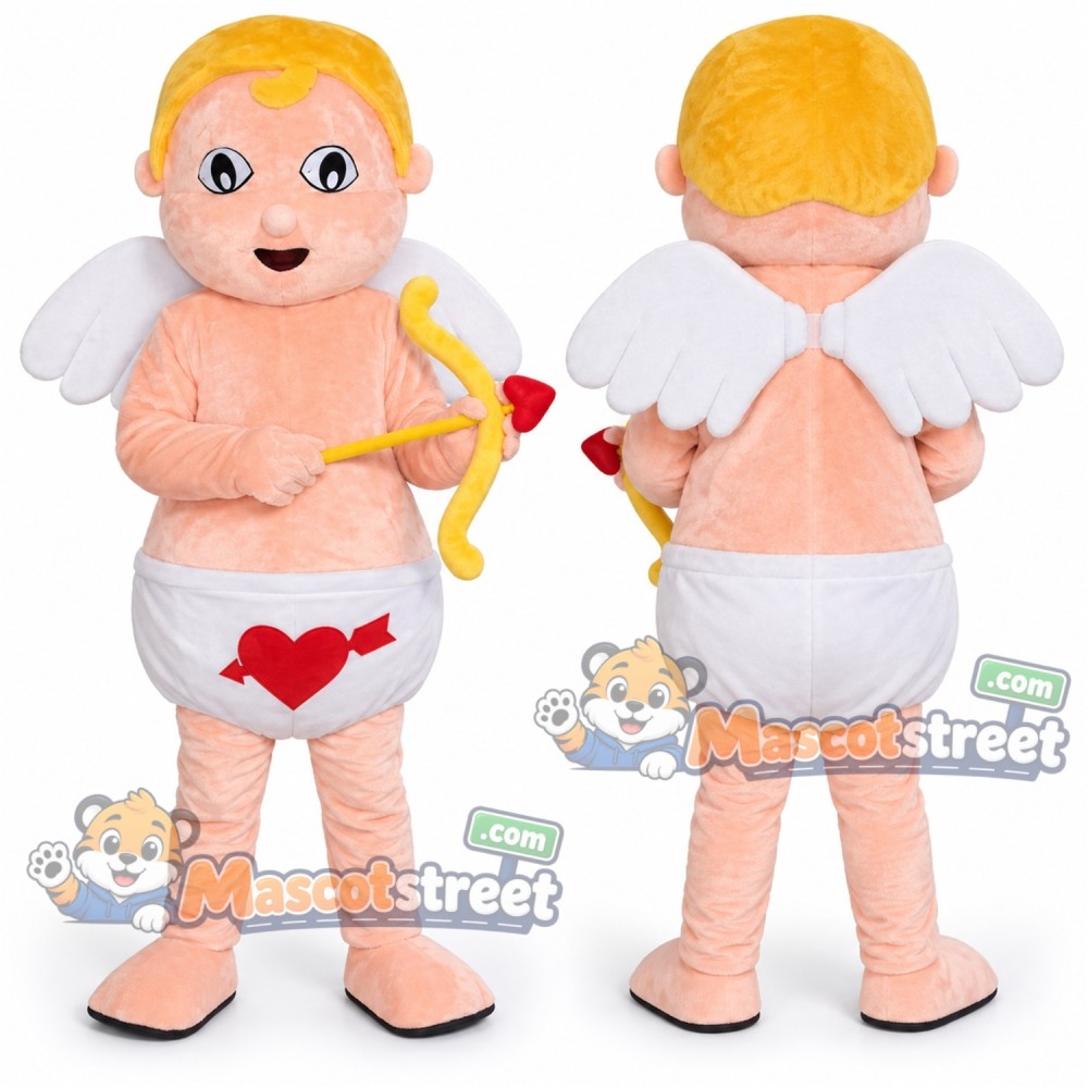 Cupid Mascot Costume with White Diaper and Wings