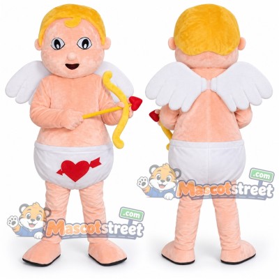 Cupid Mascot Costume with White Diaper and Wings