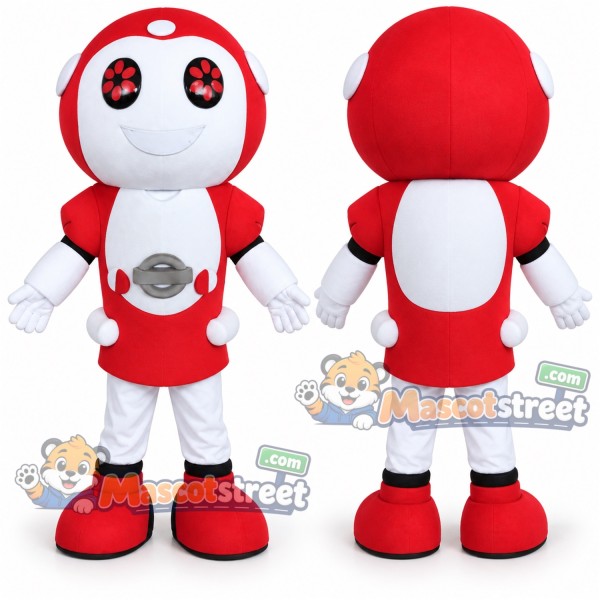 Red and White Robot Mascot Costume