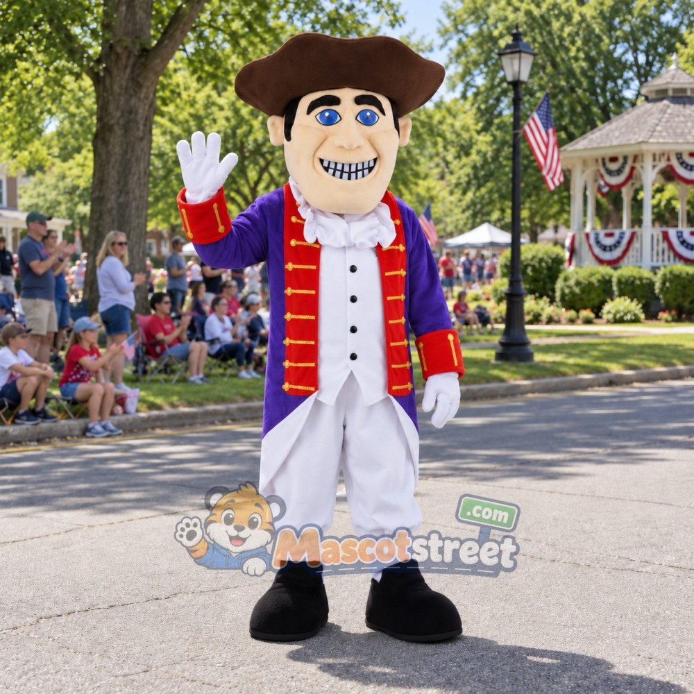 Nobleman Mascot Costume with Purple Coat, White Trousers and Brown Hat Nobleman Mascot Costume with Purple Coat, White Trousers and Brown Hat