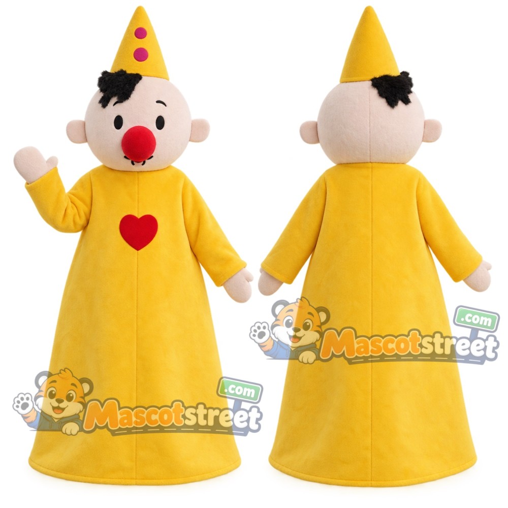 Clown Mascot Costume with Yellow Robe and Cone Hat Clown Mascot Costume with Yellow Robe and Cone Hat