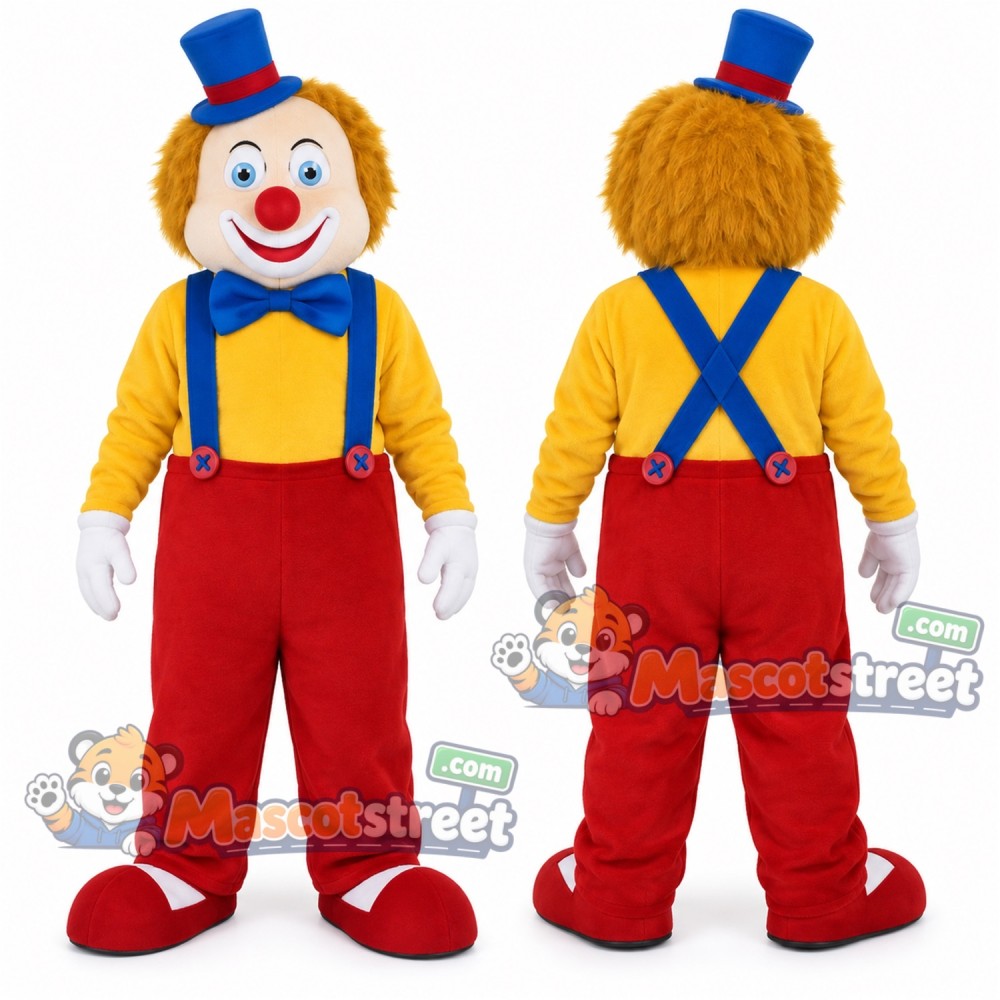 Clown Mascot Costume with Yellow Shirt, Red Trousers and Blue Hat Clown Mascot Costume with Yellow Shirt, Red Trousers and Blue Hat