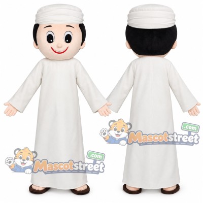 Boy Mascot Costume with White Robe and White Cap Boy Mascot Costume with White Robe and White Cap