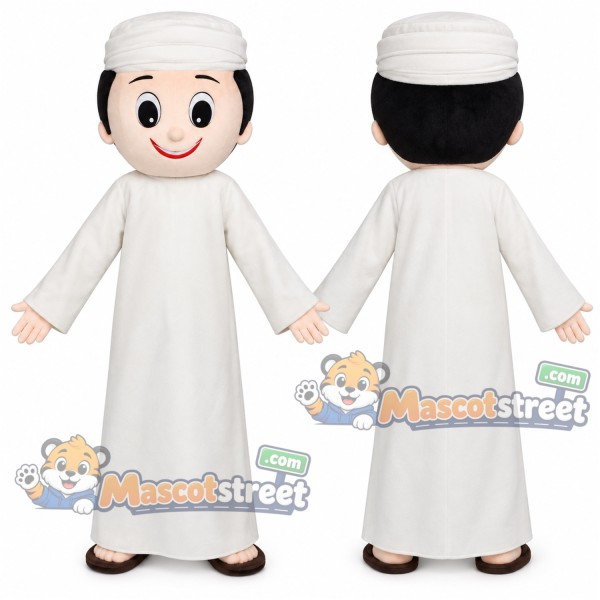 Boy Mascot Costume with White Robe and White Cap