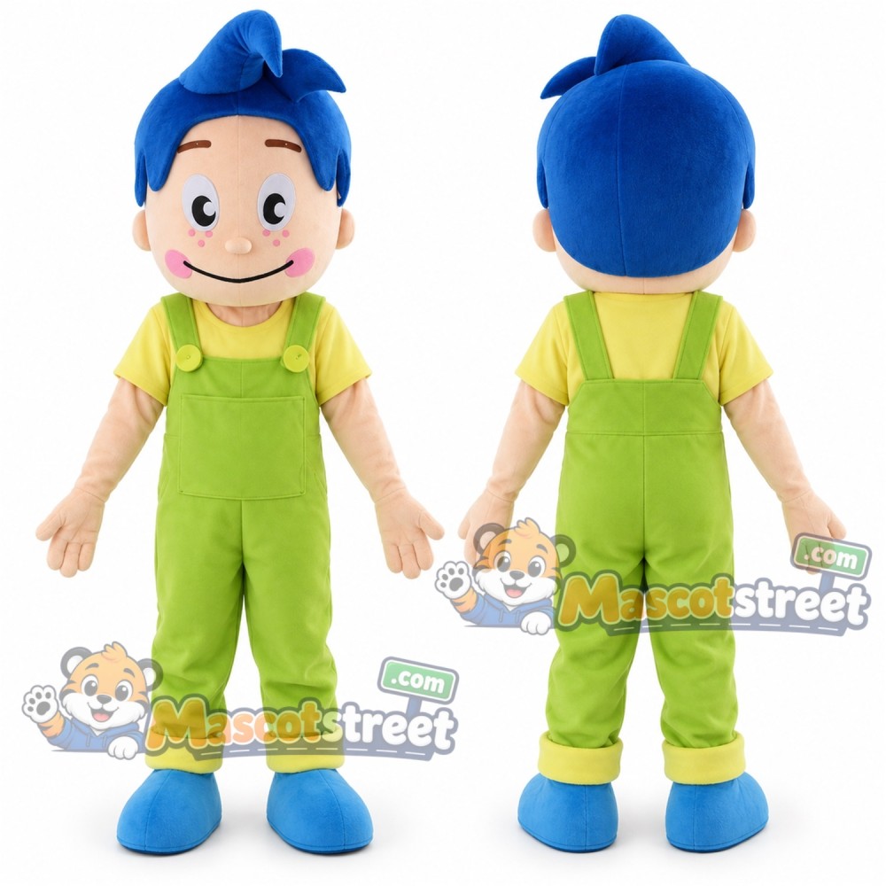 Boy Mascot Costume with Green Overalls Boy Mascot Costume with Green Overalls